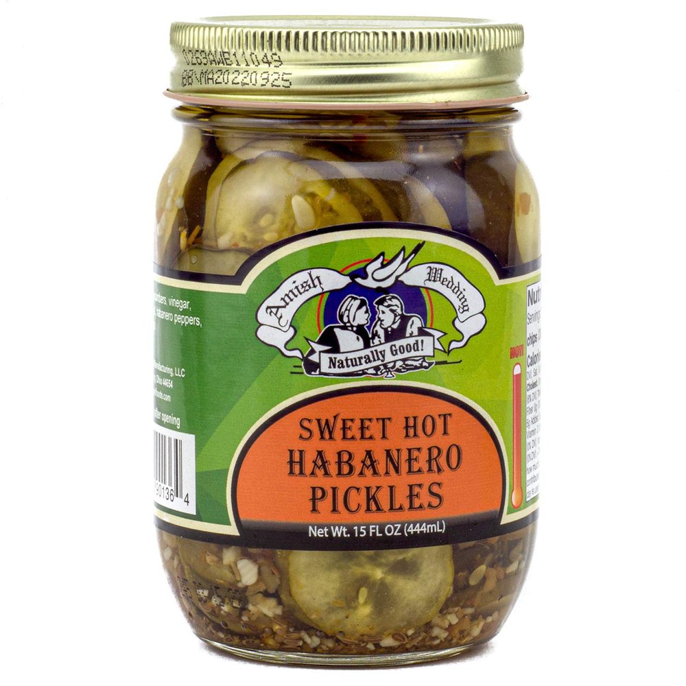 Amish Wedding Sweet Hot Habanero Pickles 15oz Jar