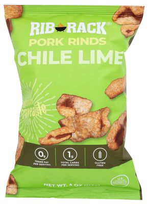 Rib Rack Chile Lime Flavored Pork Rinds, Gluten Free, 4 Ounces (Pack Of 12)