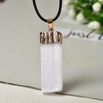100% Natural Selenite Plaster Pendant Rock Mineral Specimen Stone Add DIY Gifts Souvenir 1PC,Selenite Gold,1pcs