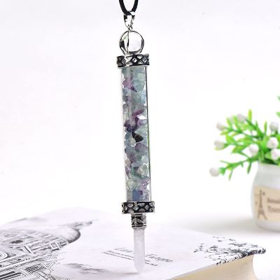 100% Natural Crystal Amethyst Quartz Graveloint Crystal Pendant Necklace Men and Women DIY Gift,Fluorite