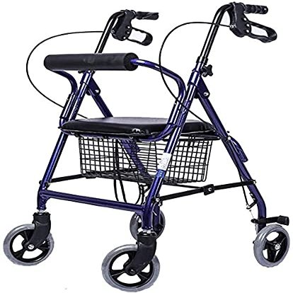 Bsetain Rollator Walker Medical Walker for Seniors and Adults Rollator Walker Transport Rollator with Seat and Wheels Folding Walker 6-Level Handrail Adjustable Height with Two-Way Braking
