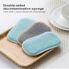 Double Sided Sponge Kitchen Cleaning Towel Kitchenware Brushes Anti Grease Wiping Rags Absorbent Washing Dish Cloth Accessories (Color : Blue) view 3
