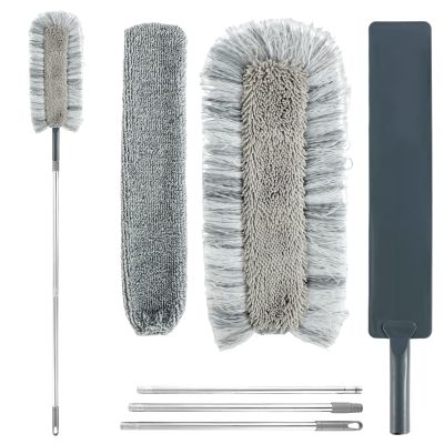 CL Dust Cleaning Kit with 67 in Handle Cloth Dust Cleaner Tool with 2 Replaceable Duster Head Cloth Washable Microfiber Duster Flexible Hand Cleaning Duster Tool Reusable for Cleaning Ceilings Fans Ho
