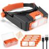 Headband Magnifier with Light, Rechargeable Magnifying Glasses for Close Work, 1.5X - 3.5X Magnify Headset with 4 Lenses, Jewelers Magnifying Glass Loupe Visor for Reading,Crafts, Hobby view 1