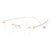 HELES 46mm Round Rimless Pure Titanium Reading Glasses for Women Polycarbonate Single Vision UV400 Coating Eyeglasses Reader-Gold||+2.00 Strength view 1