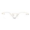 HELES 46mm Round Rimless Pure Titanium Reading Glasses for Women Polycarbonate Single Vision UV400 Coating Eyeglasses Reader-Gold||+2.00 Strength view 3