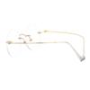 HELES 46mm Round Rimless Pure Titanium Reading Glasses for Women Polycarbonate Single Vision UV400 Coating Eyeglasses Reader-Gold||+2.00 Strength view 4