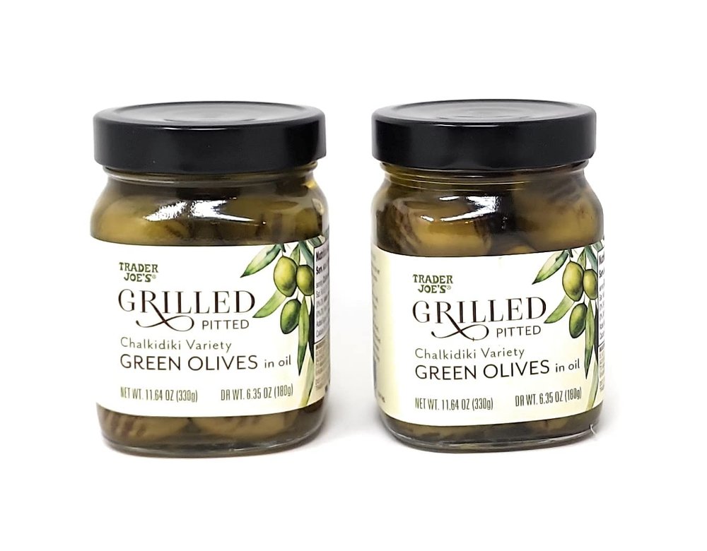 Trader Joe's Grilled Pitted Chalkidiki Green Olives in Oil - PACK of 2