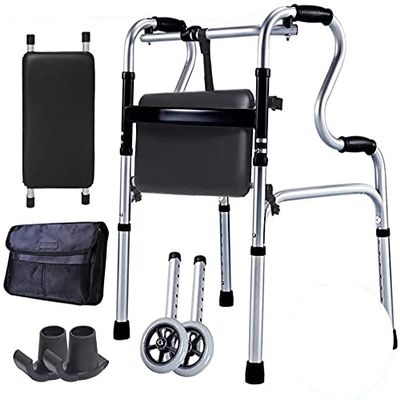 Bsetain Rollator Walker Folding Lightweight 2 Wheels Front Wheeled Support Adjustable Portable Compact Elderly Walking Mobility Aid (Color : 2)