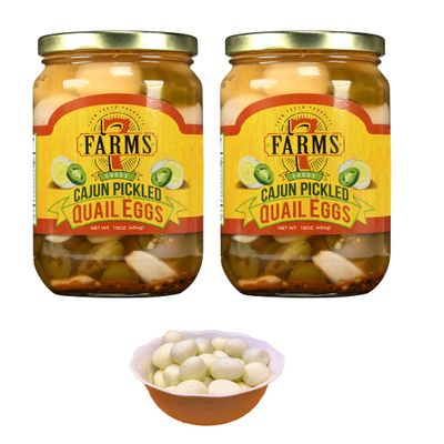 7 Farms Pickled Cajun Jalapeno Quail Eggs 2 Jars Net Wt. 16 Oz (454g)