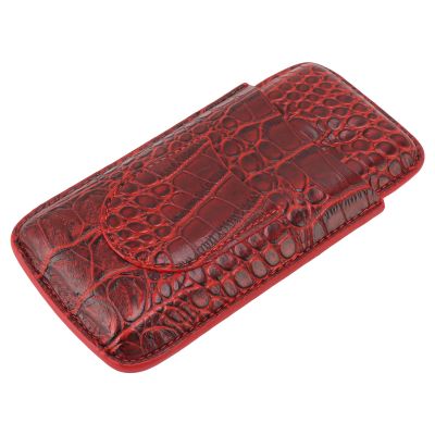 Naroote Cigar Bag, 3- Finger Leather Cigar Case Soft Touch Sturdy Cigar Box Tight Stitching Cigar Case Portable for Travel(74)
