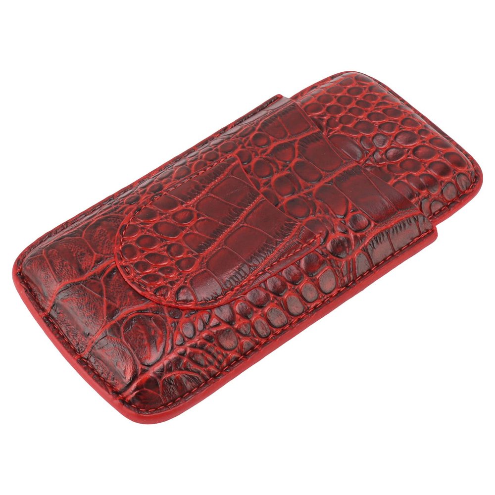 Naroote Cigar Bag, 3- Finger Leather Cigar Case Soft Touch Sturdy Cigar Box Tight Stitching Cigar Case Portable for Travel(74)