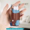 MEDMAX Asthma Inhaler Holder PU Leather Protective Travel Handy Mini Holster, Lightweight Carrying Case with Carabiner Clip, Inhaler Not Included (Case Only), Brown view 3