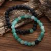 2Pcs Lava Rock Beaded Bracelet Set  Essential Oil Diffuser Jewelry with Natural Stone Beads for Aromatherapy, Yoga, Meditation, and Stress Relief, Stretchy Bracelets for Women Men (Green) view 3