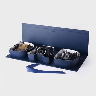 Geoto 6-Pack 17.3"x6"x2" Father's Day Gift Box, DAD Shaped Letter Box for Gift Wrapping Basket Present Packaging Boxes(Navy Blue)