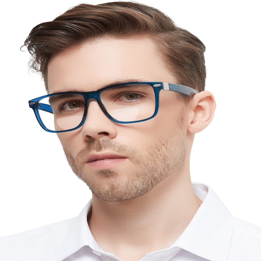 MARE AZZURO Oversized Bifocal Reading Glasses 3.50 Men Blue Light Blocking Readers 1.00 1.25 1.50 1.75 2.00 2.25 2.50 2.75 3.00 3.50 (Blue, 3.5)