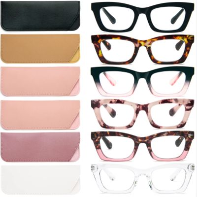 REAVEE 6 Pack Oprah Style Reading Glasses for Women Men Blue Light Blocking, Cute Square Computer Readers with Spring Hinge 2.25