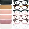 REAVEE 6 Pack Oprah Style Reading Glasses for Women Men Blue Light Blocking, Cute Square Computer Readers with Spring Hinge 2.25 view 1