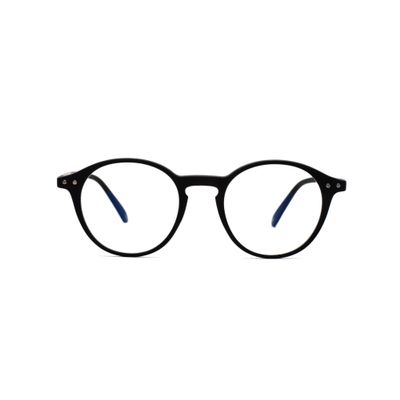 Muunel Blue Light Blocking Glasses, Essilor Lenses, Luca UVAllBlue, Men, Round Shape, Black Frame, +4.25 Strength