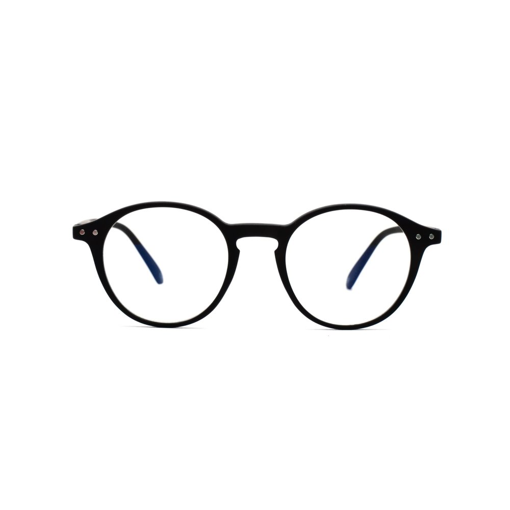 Muunel Blue Light Blocking Glasses, Essilor Lenses, Luca UVAllBlue, Men, Round Shape, Black Frame, +4.25 Strength