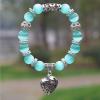 10mm Opal Obsidian Natural Stone Bracelet with Pendant Charms Strand Bracelet DIY Beaded Bracelet Women Men,Light Green view 1