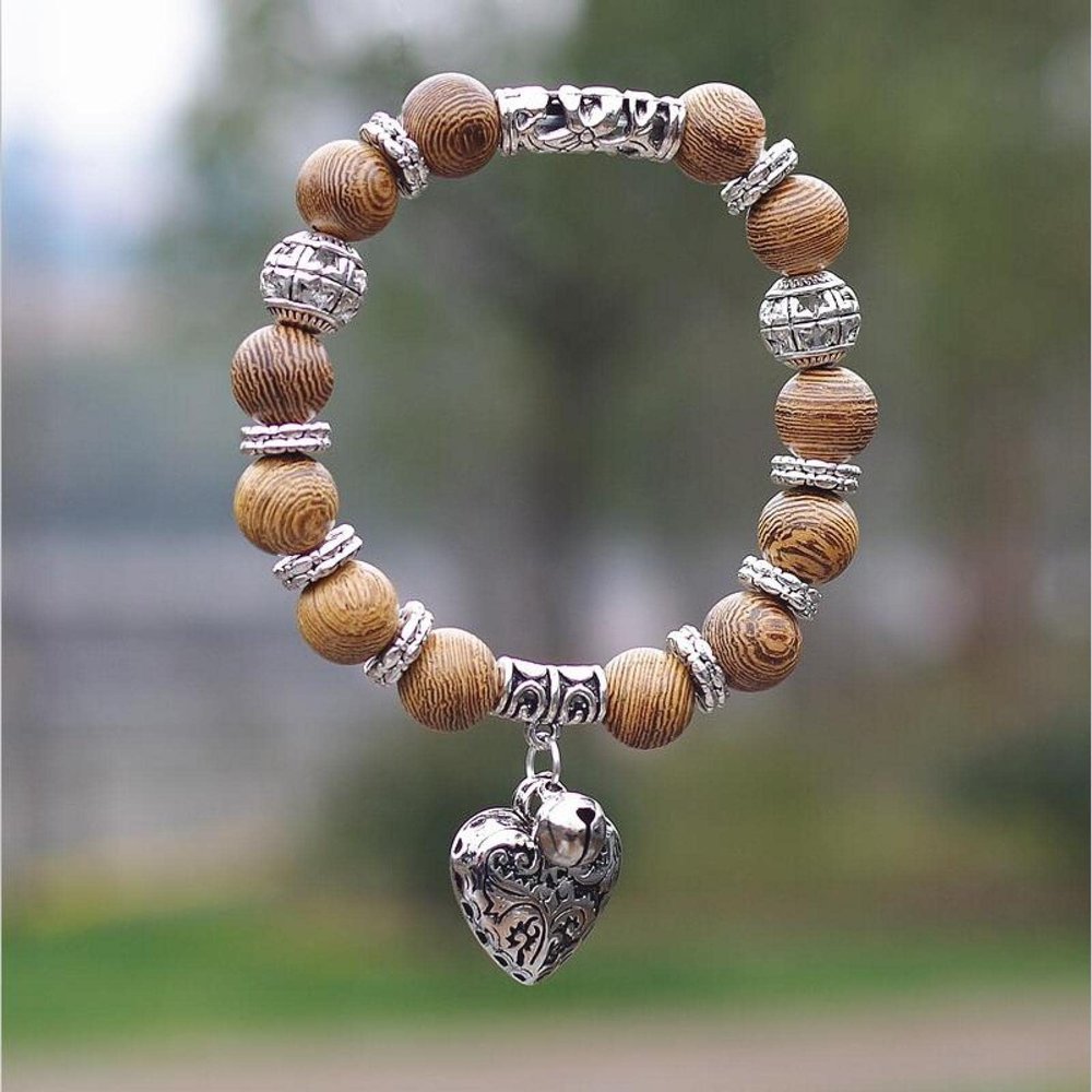 10mm Opal Obsidian Natural Stone Bracelet with Pendant Charms Strand Bracelet DIY Beaded Bracelet Women Men,millettia Wood