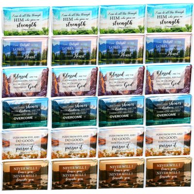 24 Packs Travel Size Tissue Pocket Slim Pack Facial 3 Ply Wallet Size Pocket Tissues for Travel Wedding Party Favors, 6 Styles(Biblical Landscape)