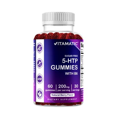 Vitamatic Sugar Free 5-HTP 200mg Gummies with B6 60 Pectin-Based Gummies Mood Support & Stress Relief