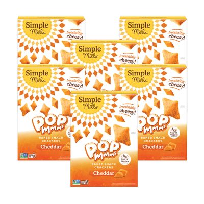 Simple Mills Pop Mmms Cheddar Veggie Flour Baked Snack Crackers, Gluten Free, 4 Ounce (Pack of 6)