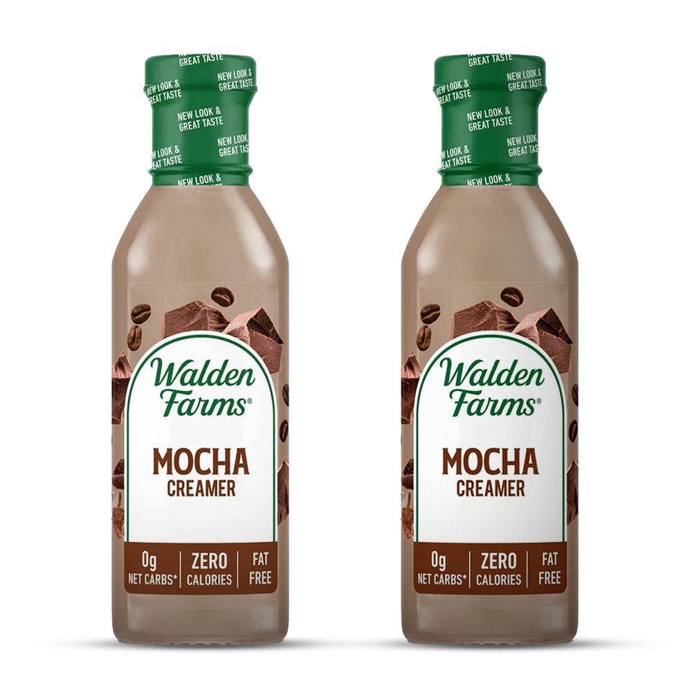 Walden Farms Mocha Coffee Creamer  Zero Calorie, Fat-Free, Sugar-Free, Low Carb, Keto-Friendly, Dairy-Free, Vegan  2-Pack, 12 oz Bottles