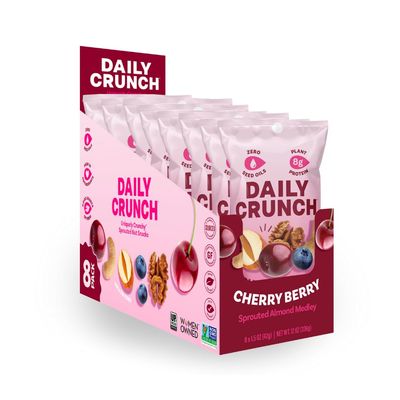 Daily Crunch Sprouted Almonds, 1.5 Ounce Mini, On-The-Go Bags, Sprouted and Dehydrated for a Unique Crunch, Keto Friendly, Non-GMO (1.5 Ounce, Cherry Berry)