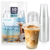 FROZIP 50 Pack 16oz Plastic Coffee Cups with Sip Lids - Clear Plastic Cups with Lids for Smoothies, Iced Coffee & Restaurant Supplies view 1