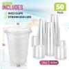 FROZIP 50 Pack 16oz Plastic Coffee Cups with Sip Lids - Clear Plastic Cups with Lids for Smoothies, Iced Coffee & Restaurant Supplies view 2