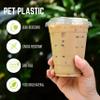 FROZIP 50 Pack 16oz Plastic Coffee Cups with Sip Lids - Clear Plastic Cups with Lids for Smoothies, Iced Coffee & Restaurant Supplies view 3