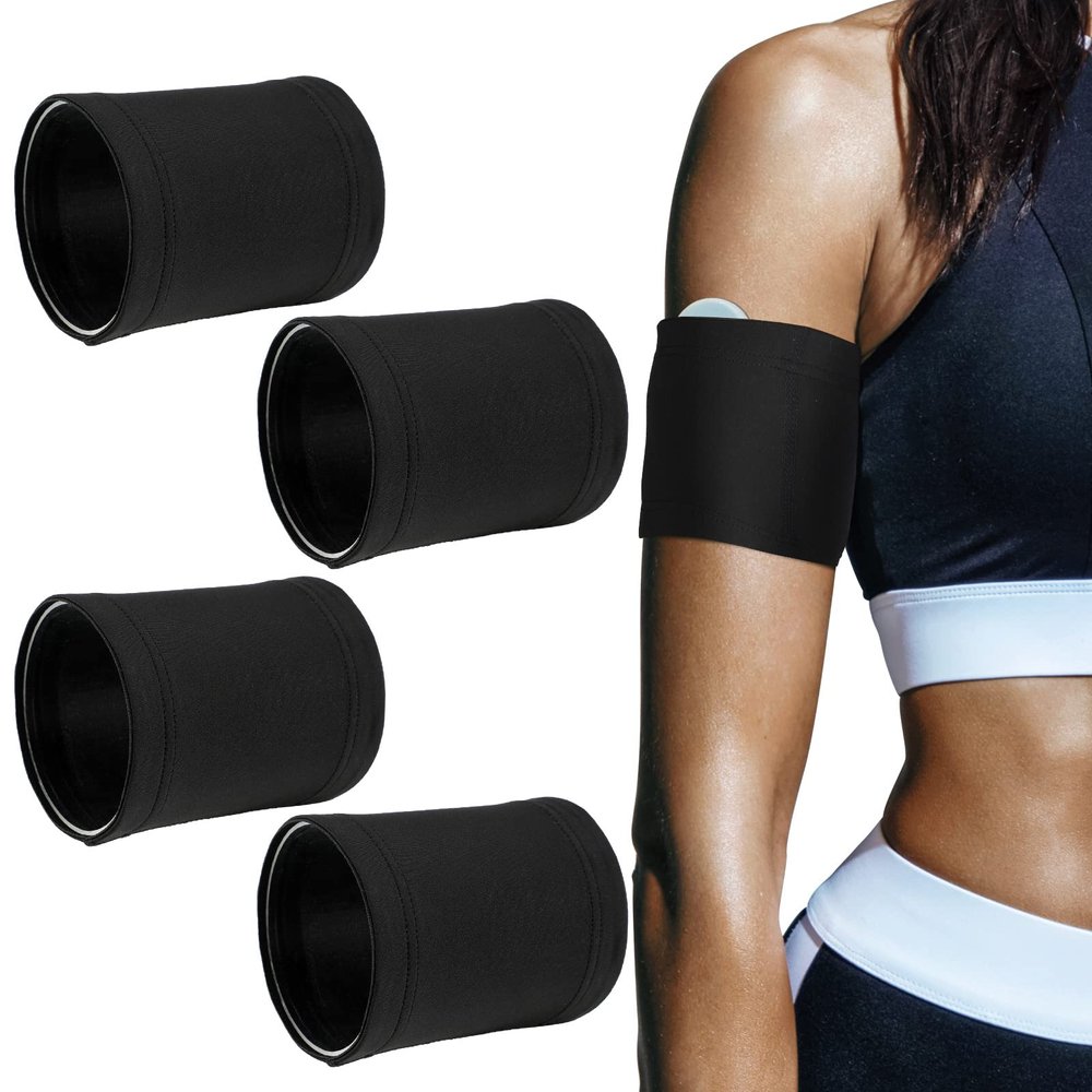 4 Pcs Diabetes Arm Band Diabetes Sensor Cover Washable Reusable Diabetic Sensor Armband Sleeve for Diabetic Supplies Sports (Small/Medium)