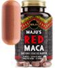 Maju Superfoods Organic Red Maca Root Capsules 120ct - Women Focused Curve Enhancement Nutrition Booster Pills, Gain for Thighs, Powder in Pill Supplement view 1