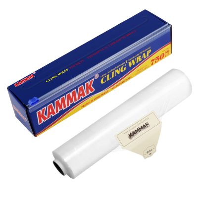 KAMMAK Plastic Food Wrap with Slide Cutter Kitchen Cling Wrap 12 inch Professional BPA Free Polyethylene Materials Quick Cut 750 Ft Food Service Cling Film Wrap for Restaurant