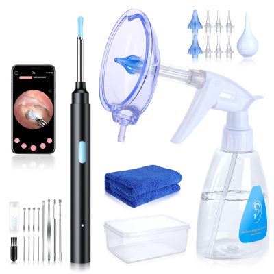 2 in 1 Ear Wax Removal Tool kit,Ear Cleaner Kit,Ear Flushing Kit for Adults Dog Cat Ear Cleaning Kit,Ear Irrigation Kit Ear Cleaner with Camera