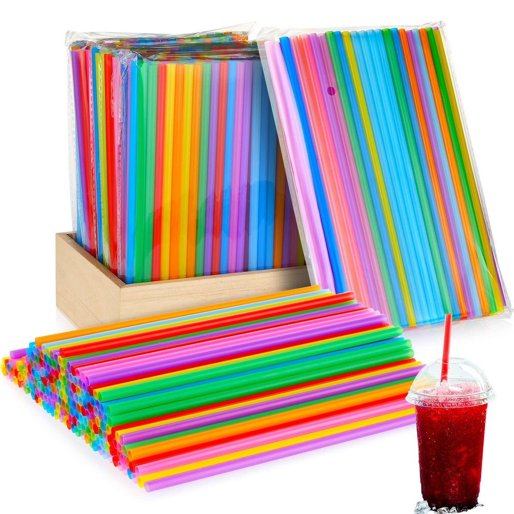 Eaasty 1000 Pcs Colorful Disposable Drinking Plastic Straws Bulk, 0.24'' Diameter and 7.87" Long Plastic Long Disposable Drinking Straws (Multicolor)
