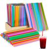 Eaasty 1000 Pcs Colorful Disposable Drinking Plastic Straws Bulk, 0.24'' Diameter and 7.87" Long Plastic Long Disposable Drinking Straws (Multicolor) view 1