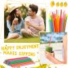 Eaasty 1000 Pcs Colorful Disposable Drinking Plastic Straws Bulk, 0.24'' Diameter and 7.87" Long Plastic Long Disposable Drinking Straws (Multicolor) view 2