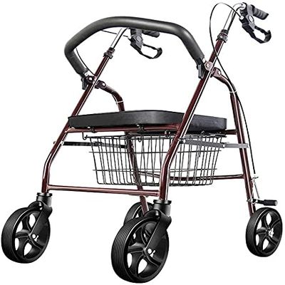 Bsetain Rollator Walker, 4 Wheel Medical Rolling Walker Folding Lightweight Folding Four Wheel Rollator Walker with Padded Seat, Ergonomic Handles and Carrying Bag