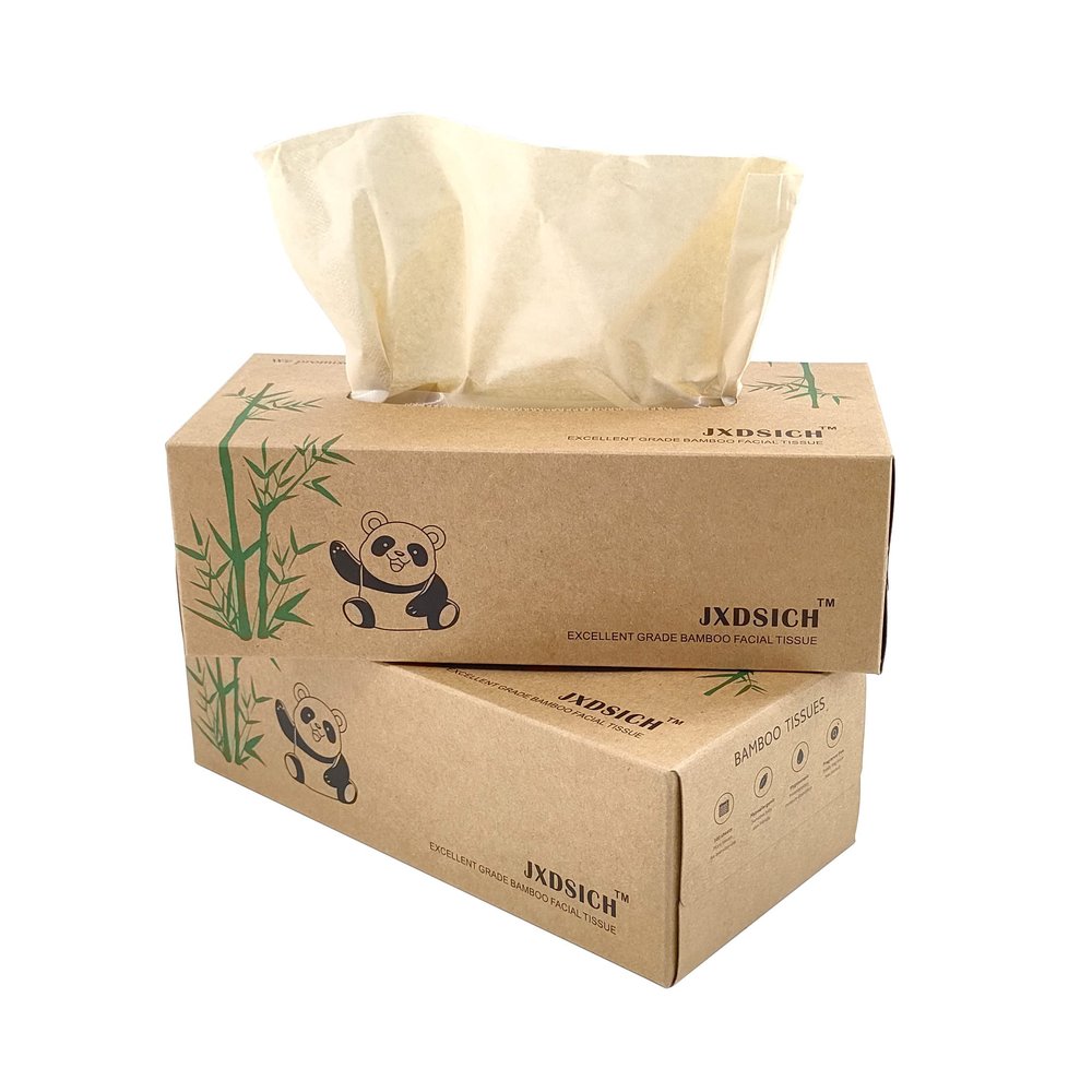 JXDSICH Bamboo Facial Tissuessoft nature bamboo facial tissue,100% virgin bamboo,Bulk carton of 8 boxes (100 Tissues per boxes,800 Tissues Total) | kraft paper Box, 3 Ply tissues