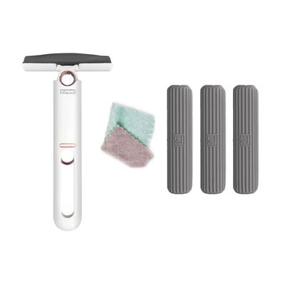 Shirln Portable Self-Squeeze Mini Mop, Homezo Mini Sponge Mop, Hands-Free Lazy Sponge Mop, Hand Wash-Free Strong Absorbent Easy Squeeze Portable Mop for Cleaning Bathroom Kitchen Glass (3p-mop Header)