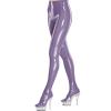 Leather PVC Bright Legging PU High Waist Slim Pants Tights Yoga Women Sports Leggings Fitness Leather Trousers,Dark Purple,5XL