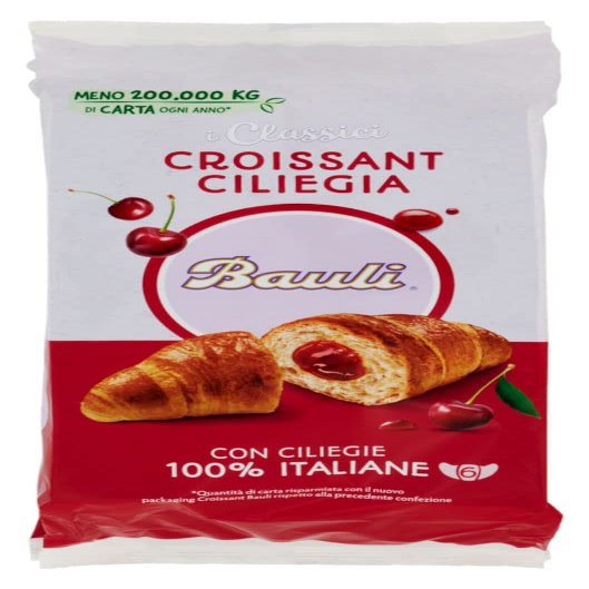 Bauli, il Croissant di Sfoglia Soffice con Deliziosa Farcitura di Ciliegie 100% Italiane 300g