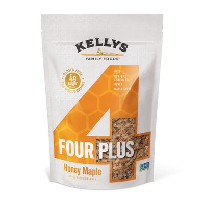 Kellys Four Plus Granola Cereal | Honey Maple Healthy Granola for Yogurt | Hand Made Snacks for Breakfast - 12 oz