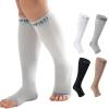 EVOPLECI 15-20mmHg Open Toe Compression Socks Gray Toeless Compression Socks for Reduce Swelling and Alleviates Varicose Veins TALL-XXXL view 1