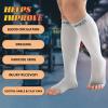 EVOPLECI 15-20mmHg Open Toe Compression Socks Gray Toeless Compression Socks for Reduce Swelling and Alleviates Varicose Veins TALL-XXXL view 3