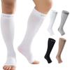 EVOPLECI 15-20mmHg Open Toe Compression Socks White Toeless Compression Socks for Reduce Swelling and Alleviates Varicose Veins XL view 1